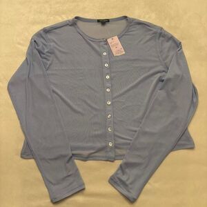 Wild Fable Blue Sheer Mesh Button-Up Top | Grunge Y2K | Size XL | NWT